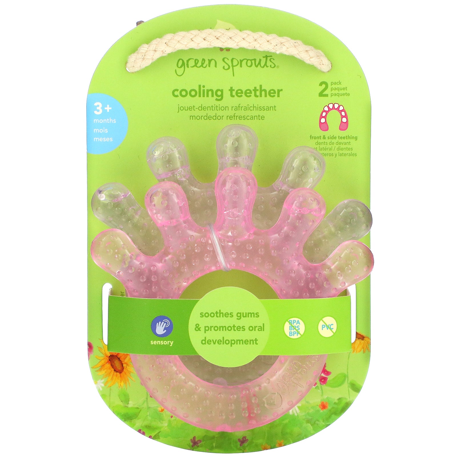 Green Sprouts, Cooling Teether, 3+ Months, Pink,  2 Pack