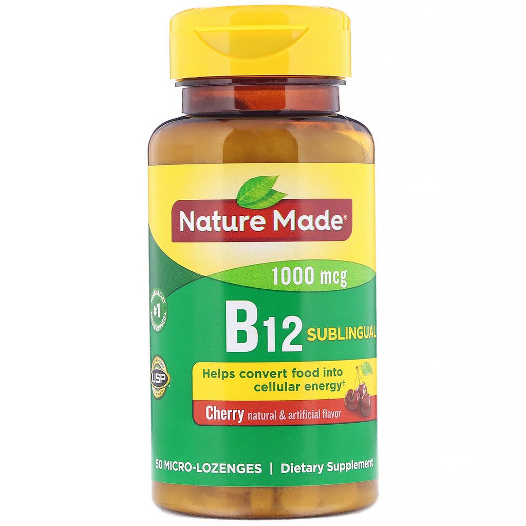 Nature Made,  B-12 Sublingual, Cherry, 1,000 mcg, 50 Micro -Lozenges