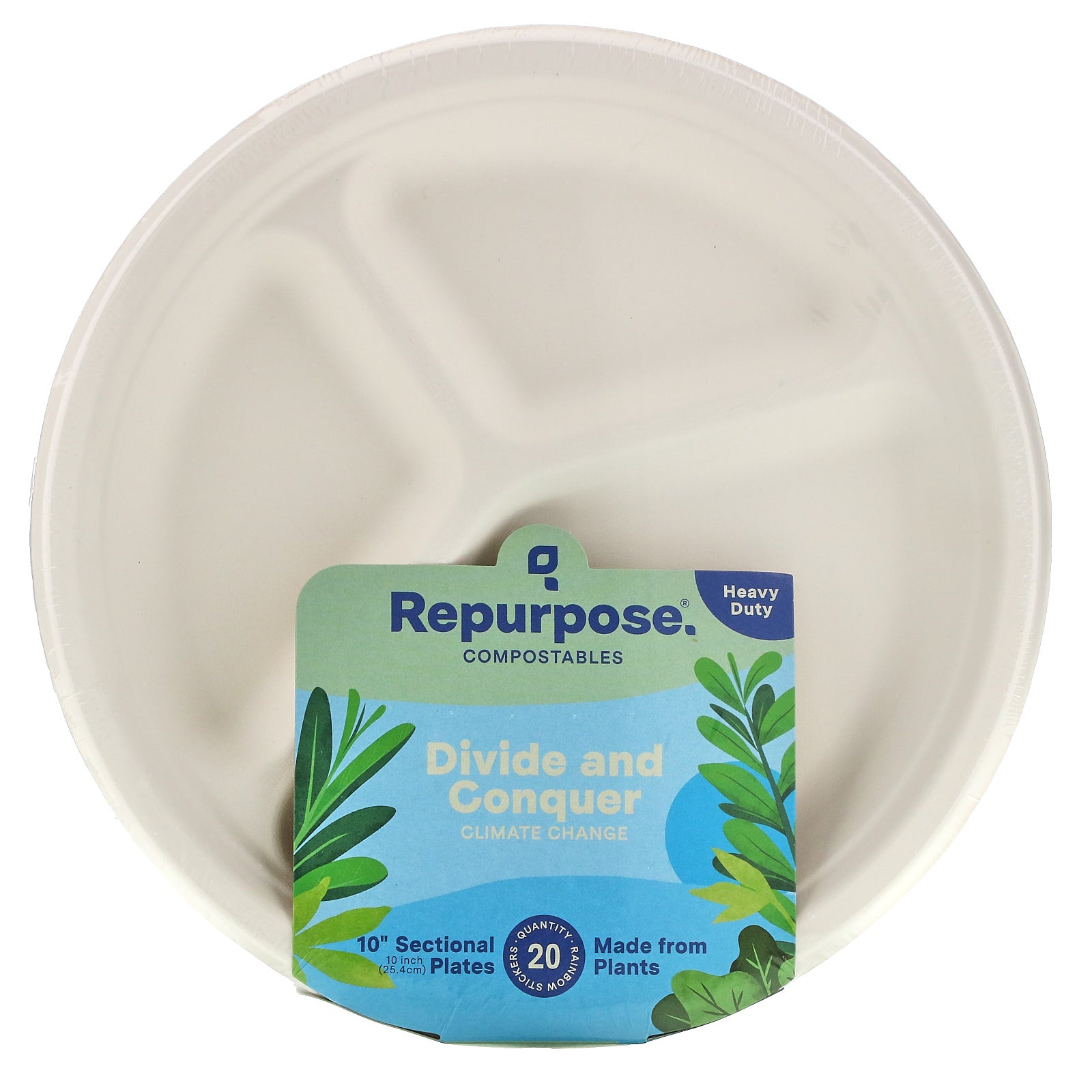 Repurpose, Heavy Duty, 10" Sectional Plates, 20 Count