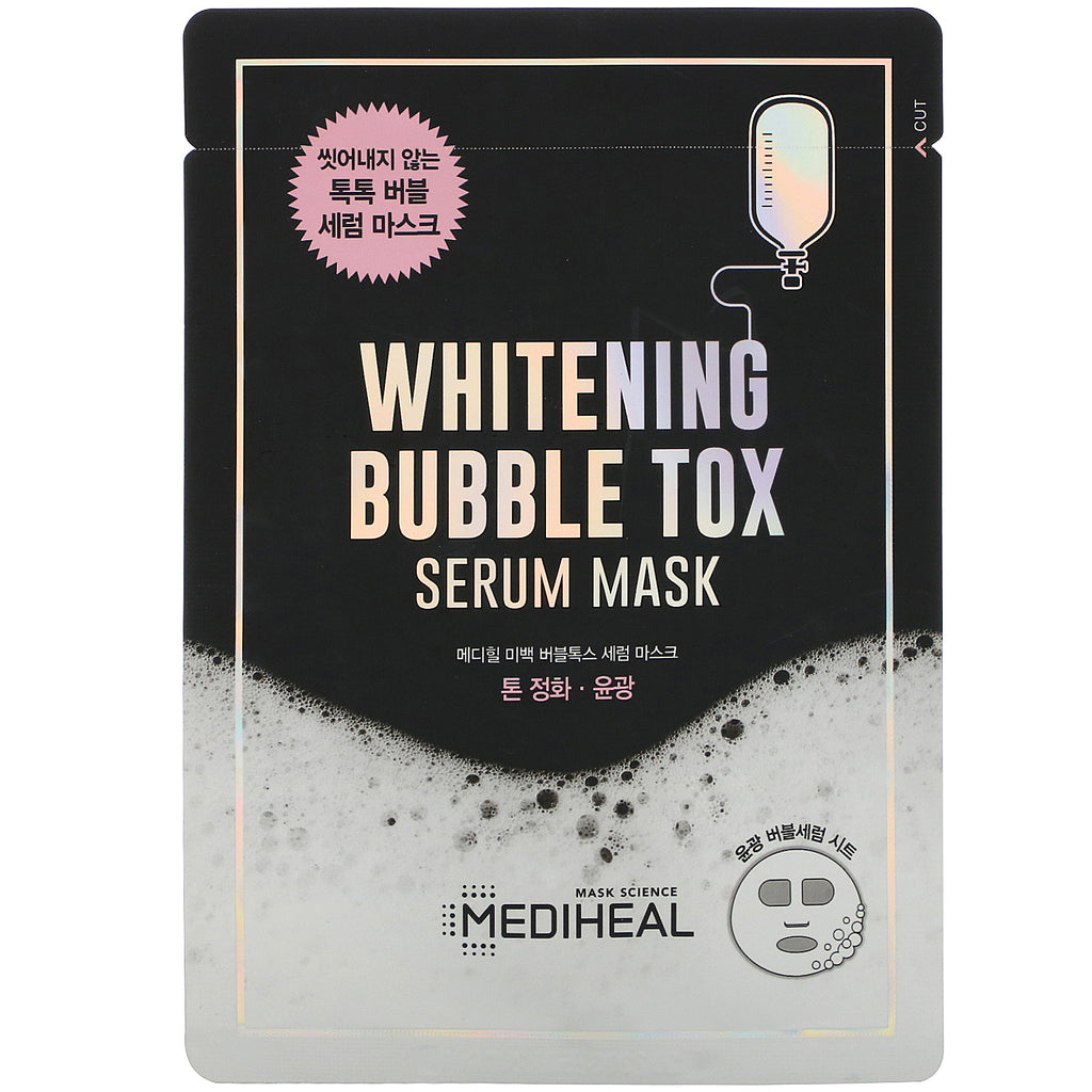 Mediheal, Whitening Bubble Tox Serum Beauty Mask, 10 Sheets, 21 ml Each