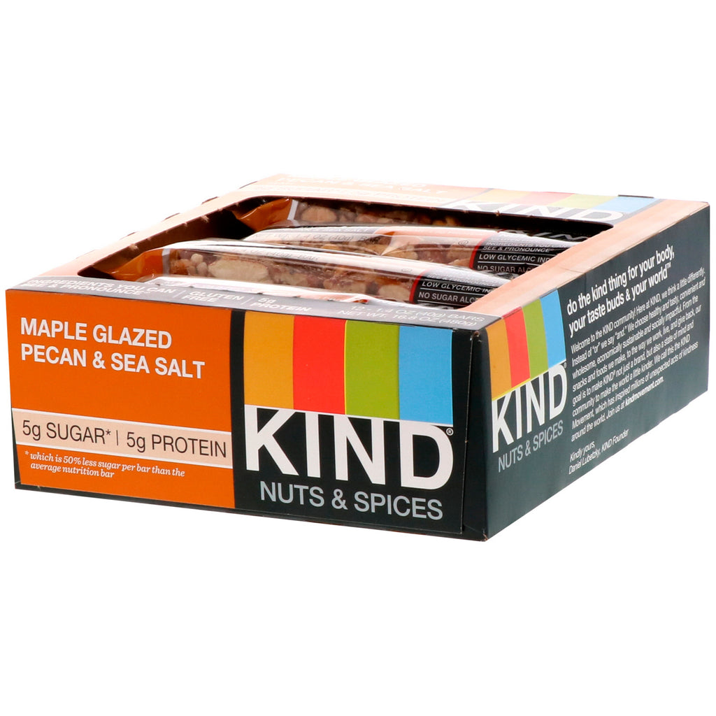 KIND Bars, Nuts & Spices, Maple Glazed Pecan & Sea Salt, 12 Bars 1.4 oz (40 g) Each