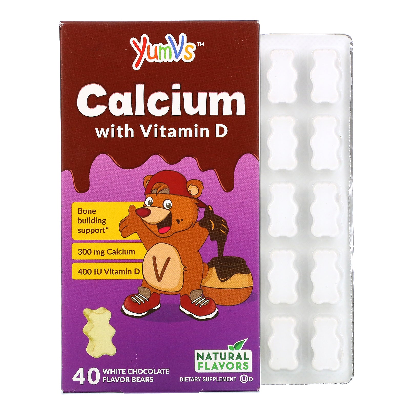 YumV's, Calcium with Vitamin D, White Chocolate , 40 Bears