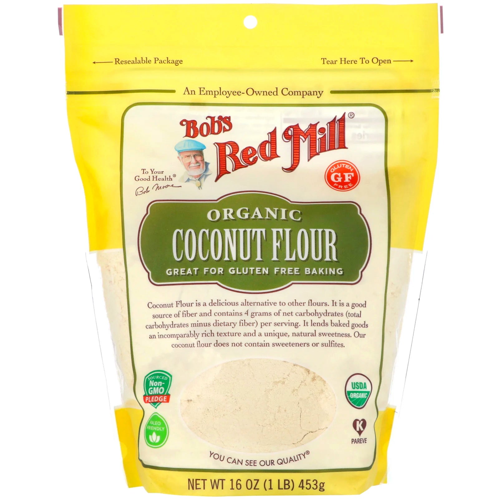 Bob's Red Mill, Organic Coconut Flour, Gluten Free, 16 oz (453 g)