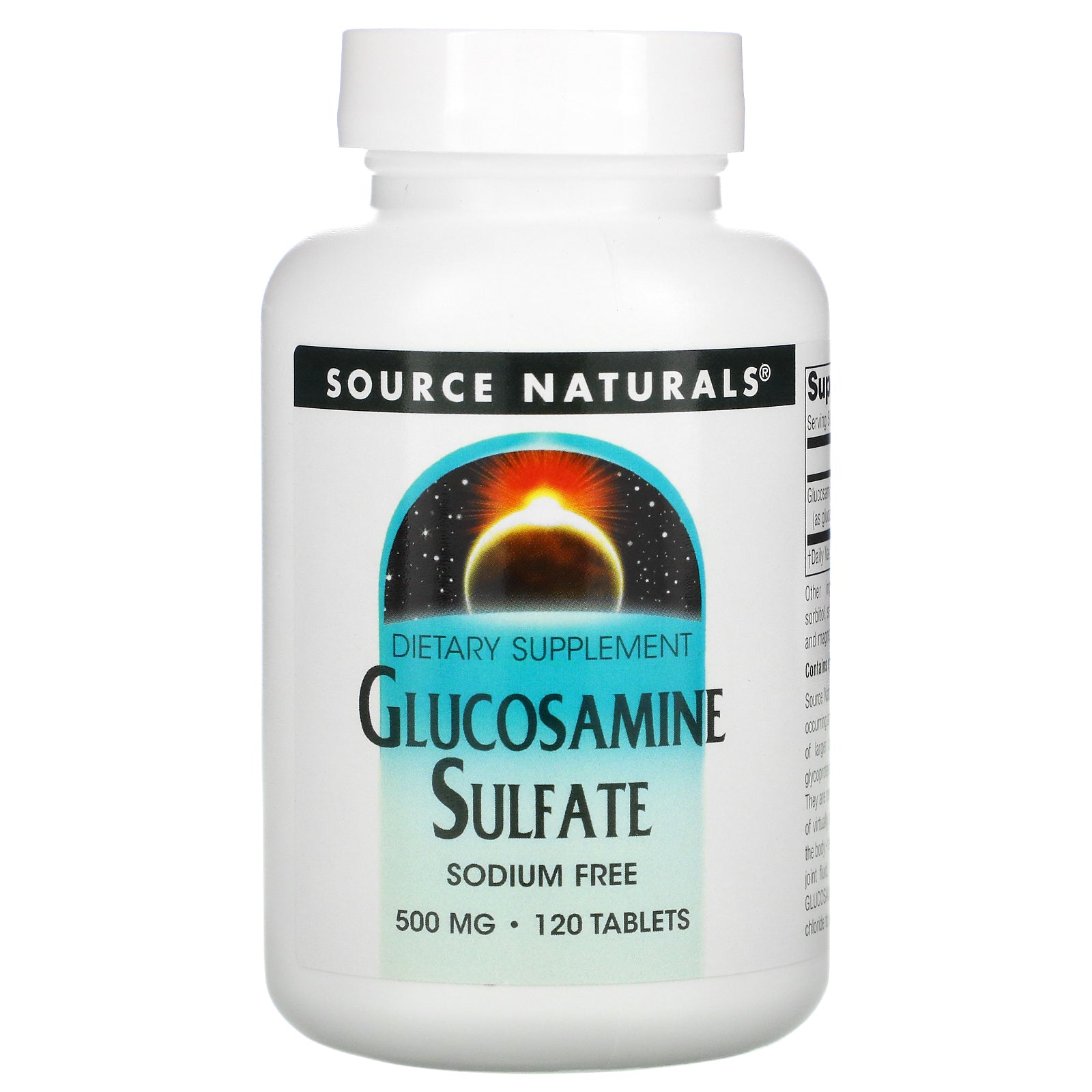 Source Naturals, Glucosamine Sulfate, Sodium Free, 500 mg, 120 Tablets