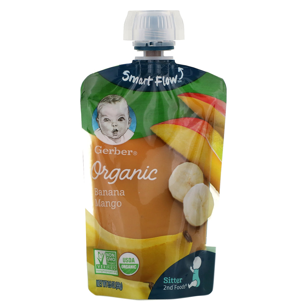 Gerber, Smart Flow, Organic, Banana, Mango, 3.5 oz (99 g)