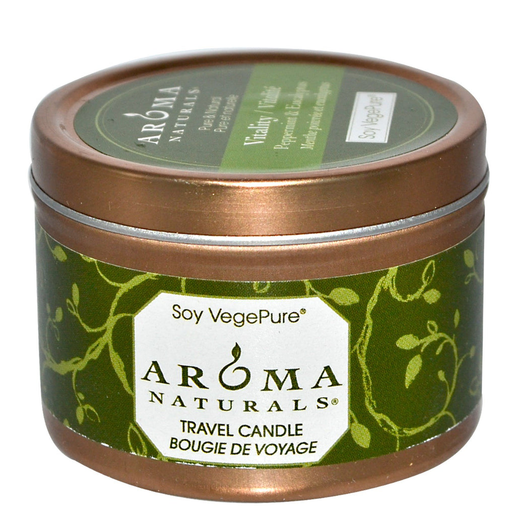 Aroma Naturals, Soy VegePure, Vitality, Travel Candle, Peppermint & Eucalyptus, 2.8 oz (79.38 g)