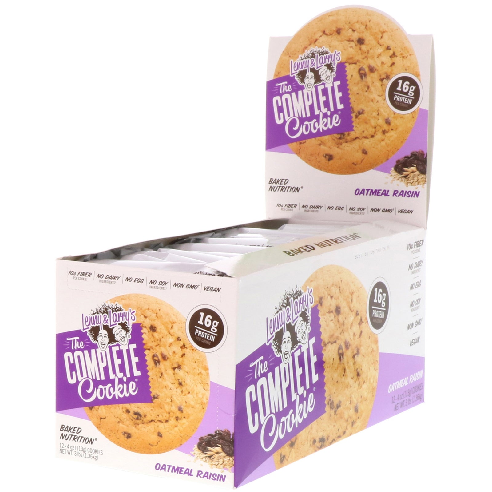 Lenny & Larry's, The COMPLETE Cookie, Oatmeal Raisin, 12 Cookies, 4 oz (113 g) Each