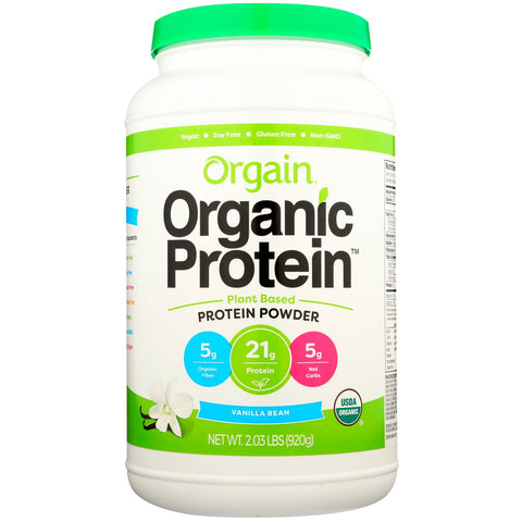 Orgain, Organic Protein Powder, Plant Based, Vanilla Bean, 2.03 lbs (920 g)