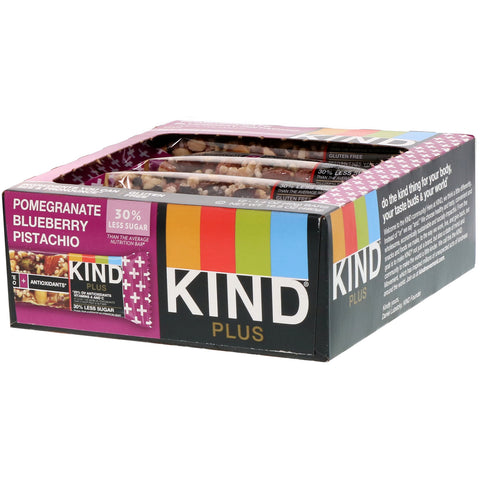 KIND Bars, Kind Plus, Pomegranate Blueberry Pistachio + Antioxidants, 12 Bars, 1.4 oz (40 g) Each