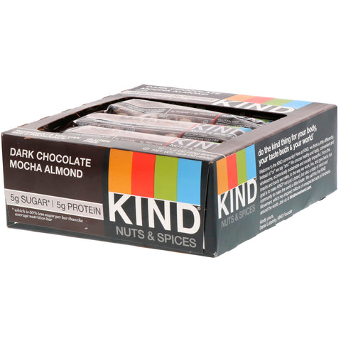 KIND Bars, Nuts & Spices, Dark Chocolate Mocha Almond, 12 Bars, 1.4 oz (40 g) Each