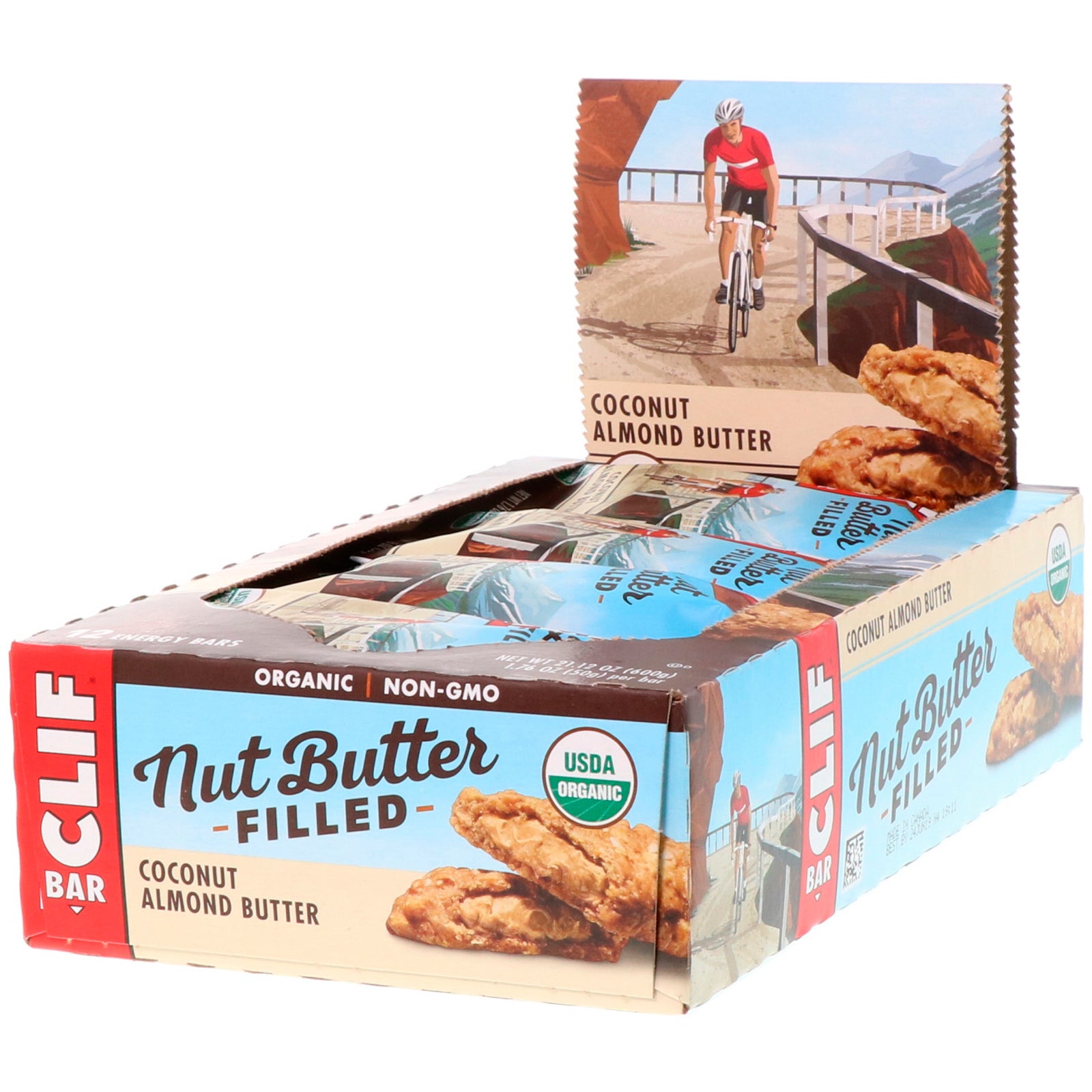 Clif Bar, Organic, Nut Butter Filled Energy Bar, Coconut Almond Butter, 12 Energy Bars, 1.76 oz (50 g) Each