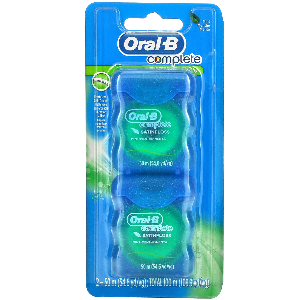 Oral-B, Complete, Satin Floss, Mint, 2 Pack, 54.6 yd (50 m) Each