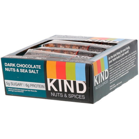 KIND Bars, Nuts & Spices, Dark Chocolate Nuts & Sea Salt, 12 Bars, 1.4 oz (40 g) Each