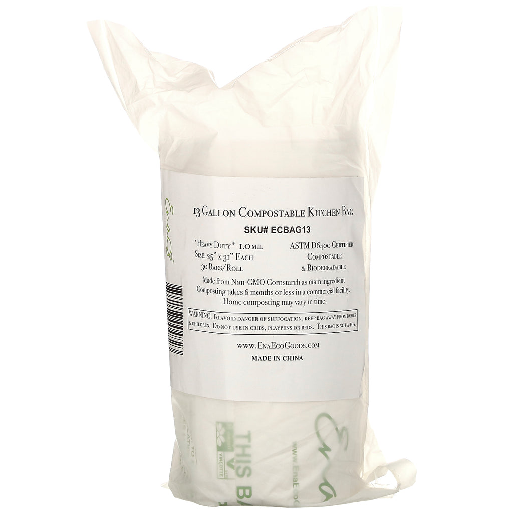 Earth's Natural Alternative, 13 Gallon Compostable Kitchen Trash Bags, 30 Bags