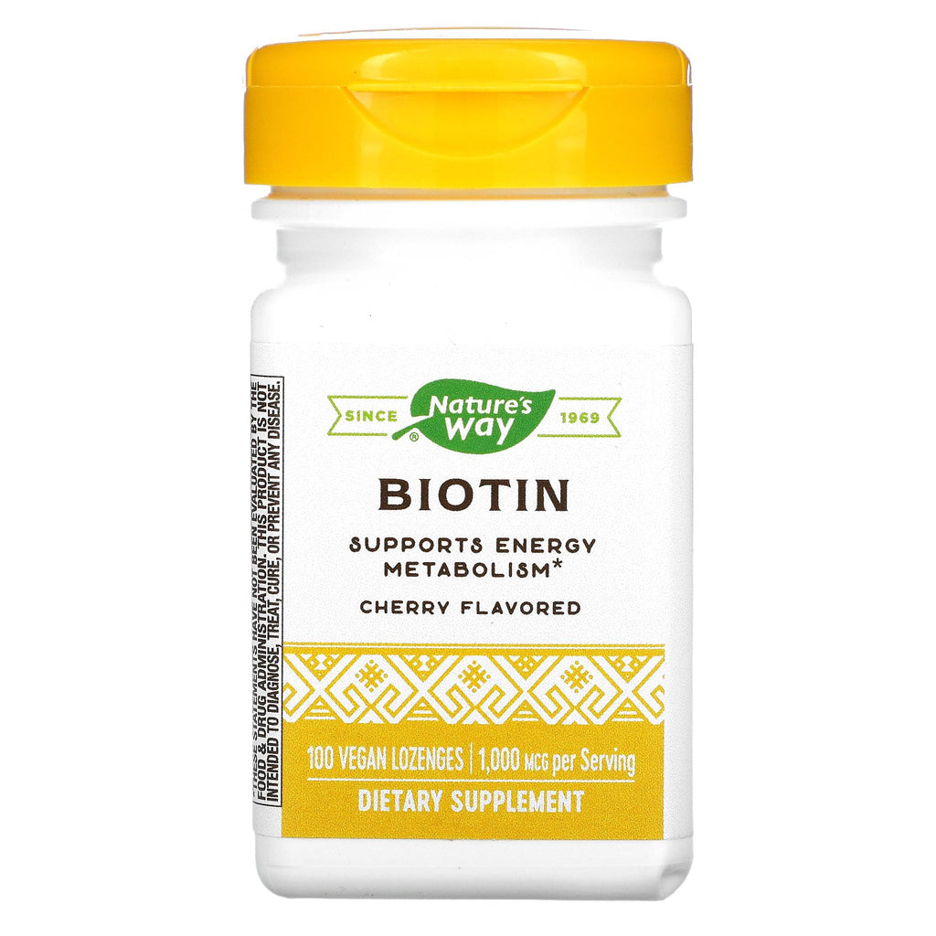 Nature's Way, Biotin, Cherry, 1,000 mcg, 100 Vegan Lozenges