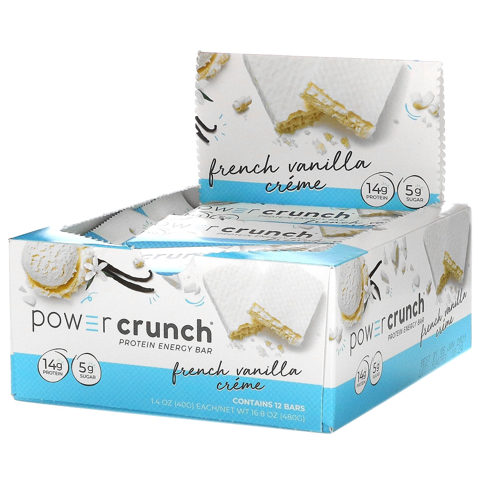 BNRG, Power Crunch Protein Energy Bar, French Vanilla Creme, 12 Bars, 1.4 oz (40 g) Each