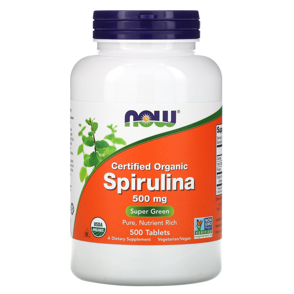 Now Foods, Certified Organic Spirulina, 500 mg, 500 Tablets