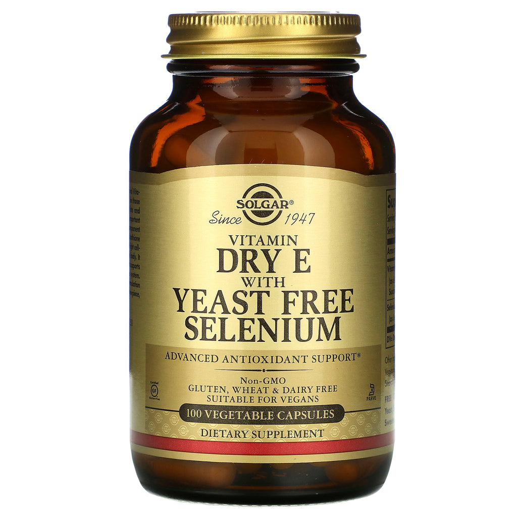 Solgar, Vitamin Dry E with Yeast Free Selenium, 100 Vegetable Capsules