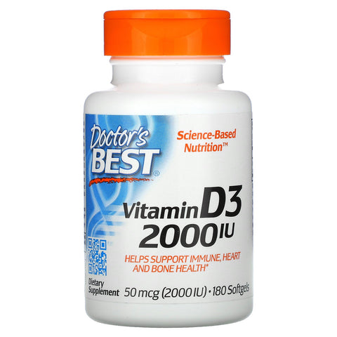 Doctor's Best, Vitamin D3, 50 mcg (2,000 IU), 180 Softgels