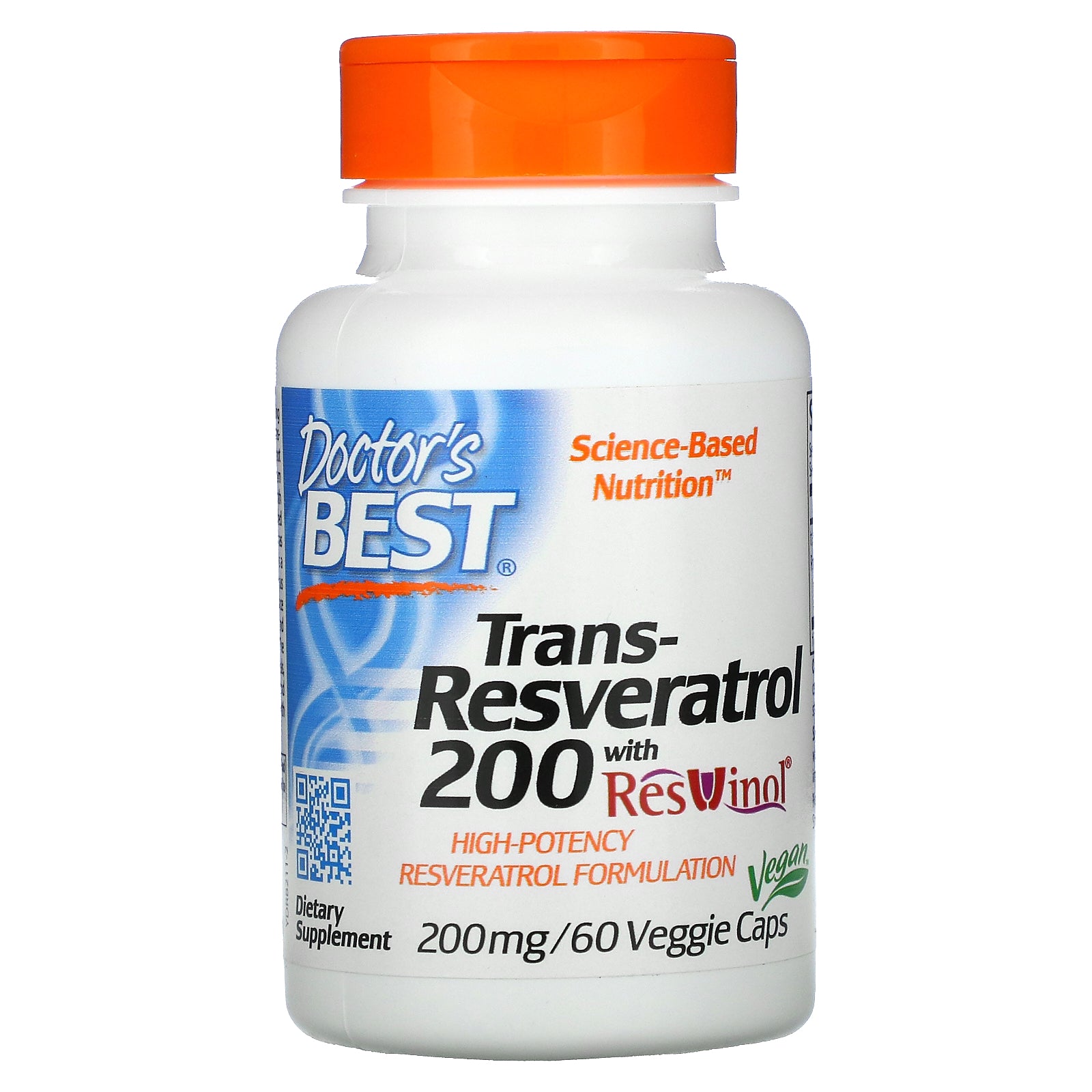 Doctor's Best, Trans-Resveratrol 200  with Resvinol, 200 mg, 60 Veggie Caps