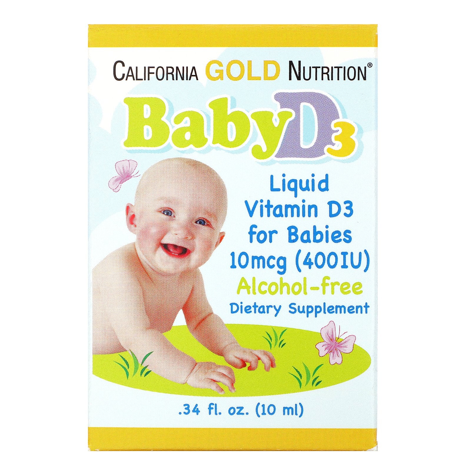 California Gold Nutrition, Baby Vitamin D3 Drops, 400 IU, .34 fl oz (10 ml)