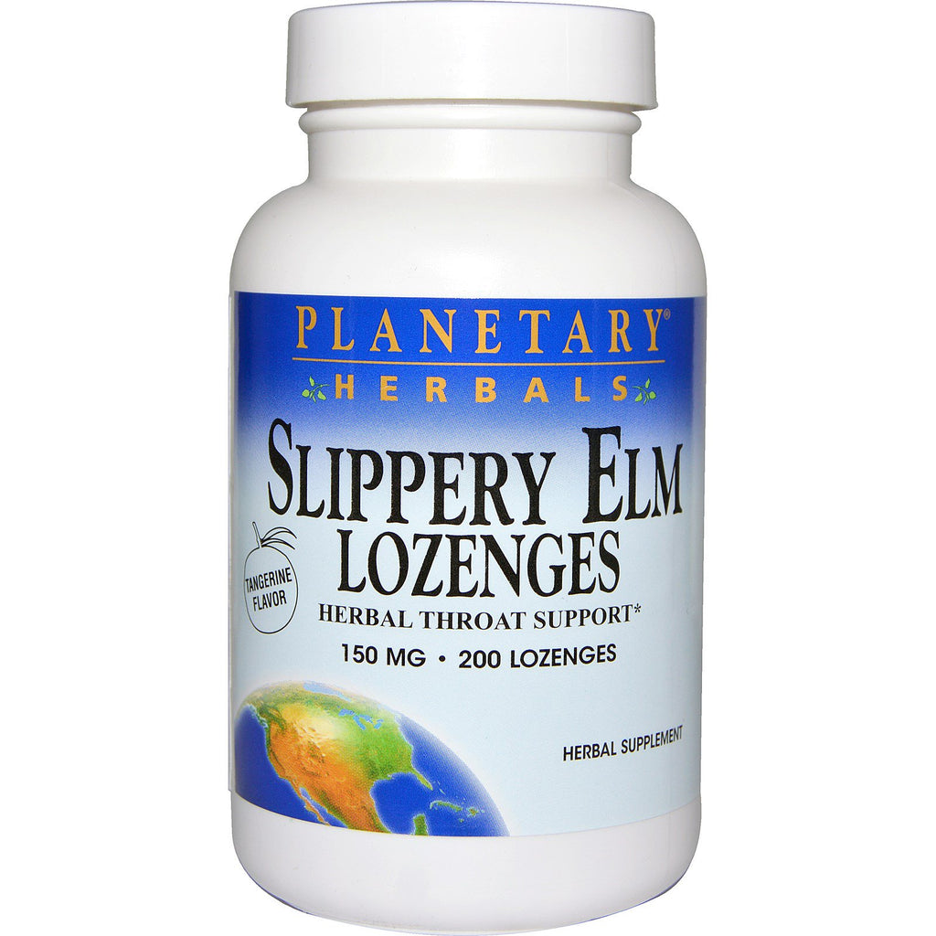 Planetary Herbals, Slippery Elm Lozenges, Tangerine Flavor, 150 mg, 200 Lozenges