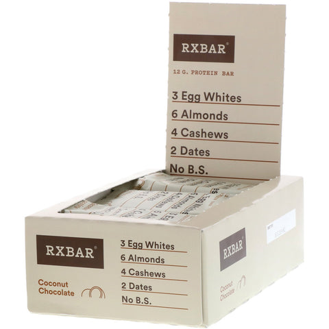 RXBAR, Protein Bar, Coconut Chocolate, 12 Bars, 1.83 oz (52 g) Each