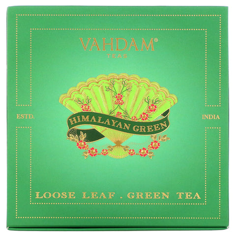 Vahdam Teas, Loose Leaf Green Tea, Himalayan Green Gift Set, 1 Tin Caddy