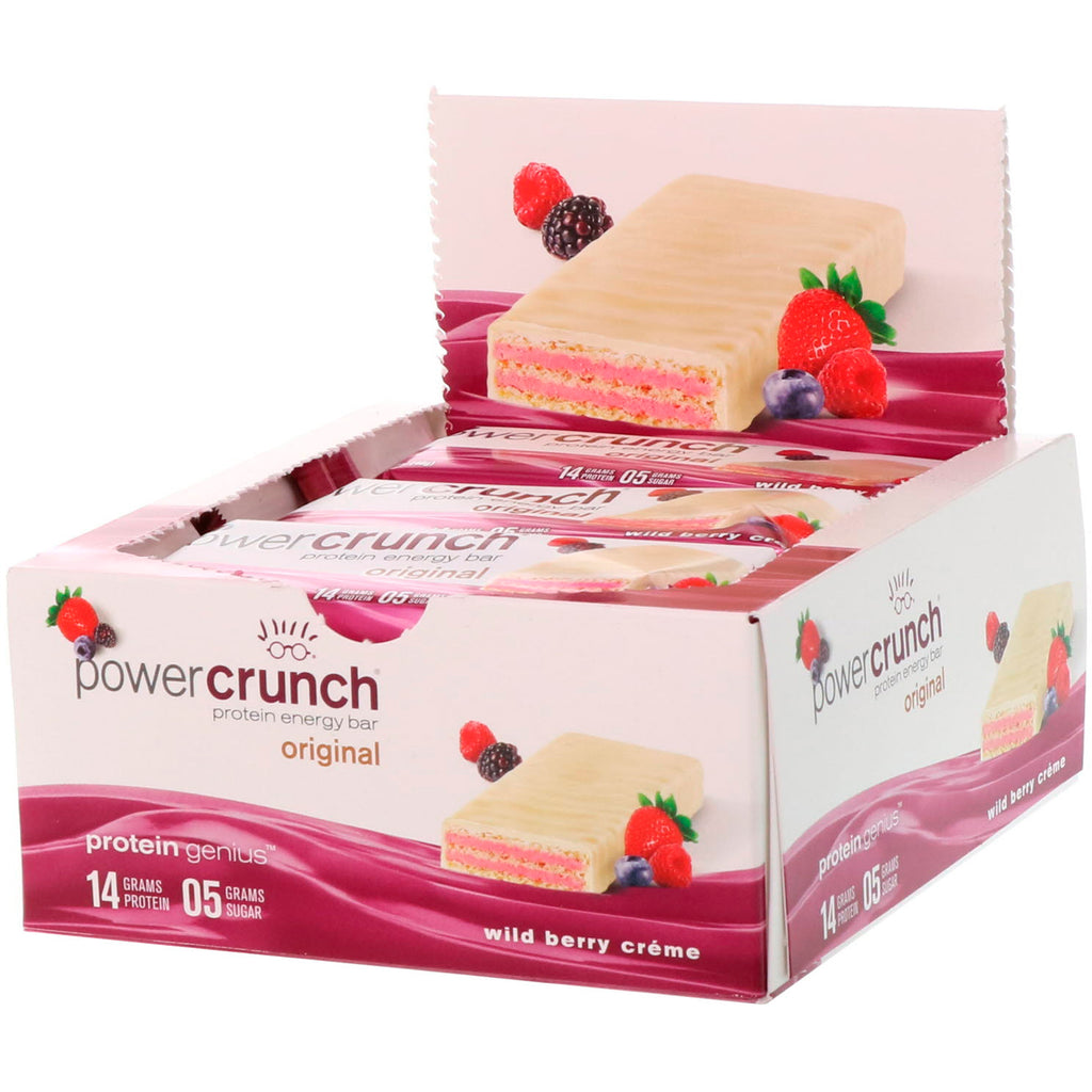 BNRG, Power Crunch Protein Energy Bar, Wild Berry Creme, 12 Bars, 1.4 oz (40 g) Each