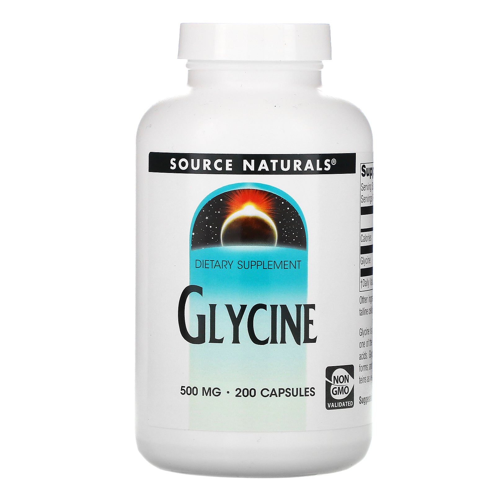 Source Naturals, Glycine, 500 mg, 200 Capsules