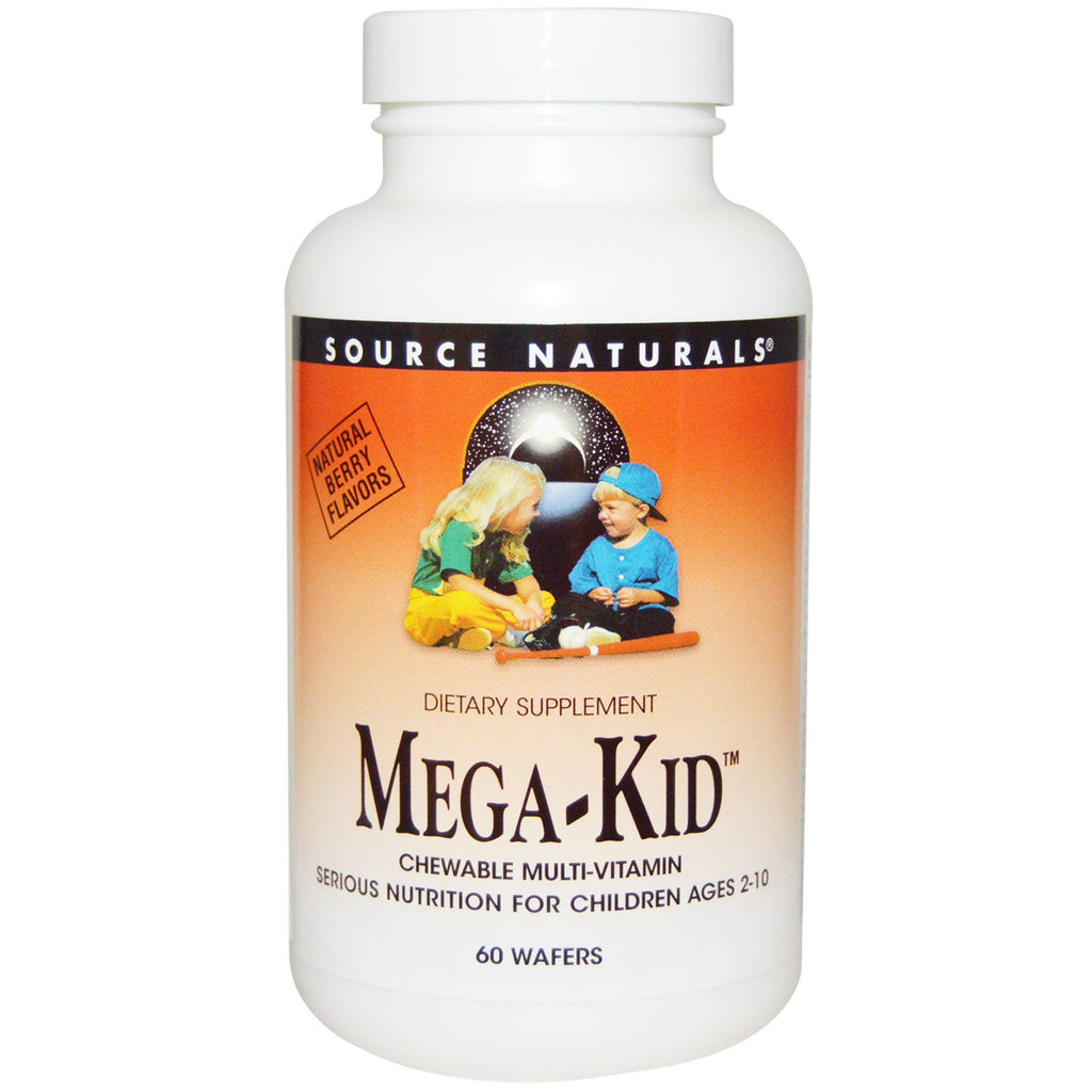 Source Naturals, Mega-Kid, Chewable Multi-Vitamin, Natural Berry Flavors, 60 Wafers