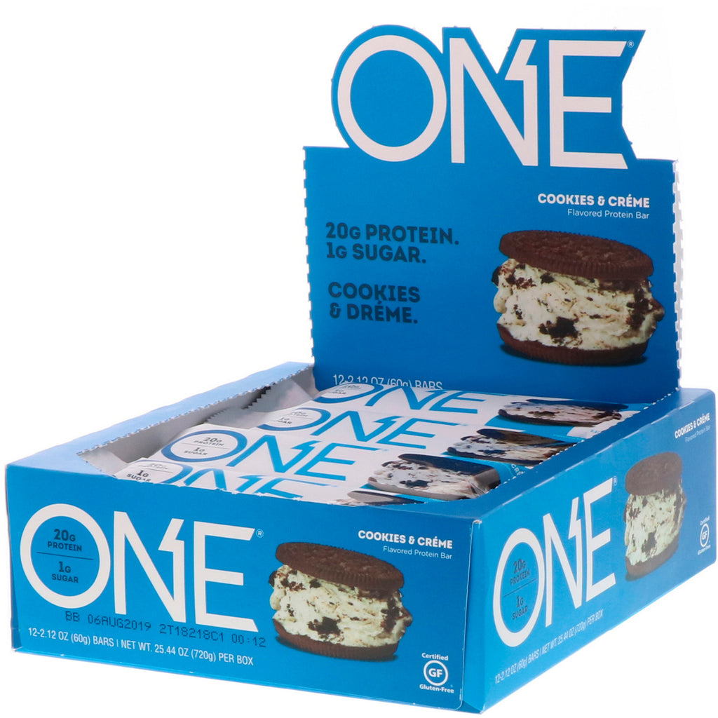 One Brands, ONE Bar, Cookies & Cream, 12 Bars, 2.12 oz (60 g) Each