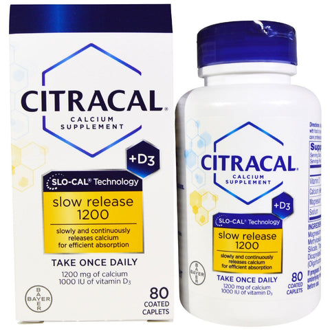 Citracal, Calcium Supplement, Slow Release 1200 + D3, 80 Coated Tablets