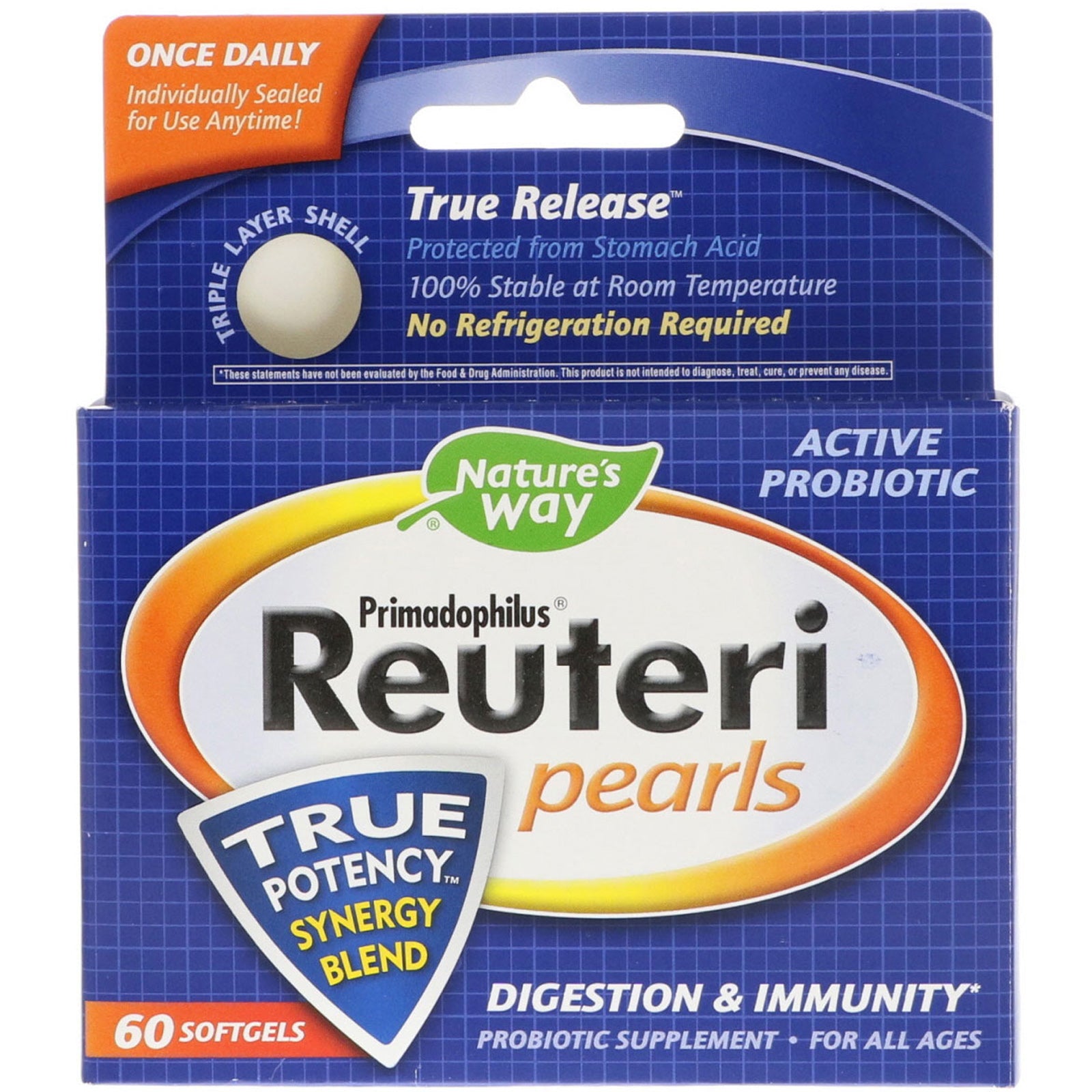 Nature's Way, Primadophilus Reuteri Pearls, 60 Softgels