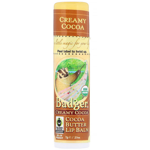 Badger Company, Cocoa Butter Lip Balm, Creamy Cocoa, .25 oz (7 g)