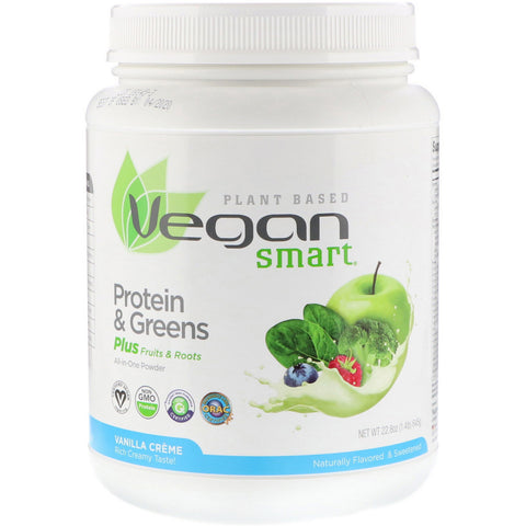 VeganSmart, Protein & Greens, All-In-One Powder, Vanilla Creme, 1.42 lbs (645 g)