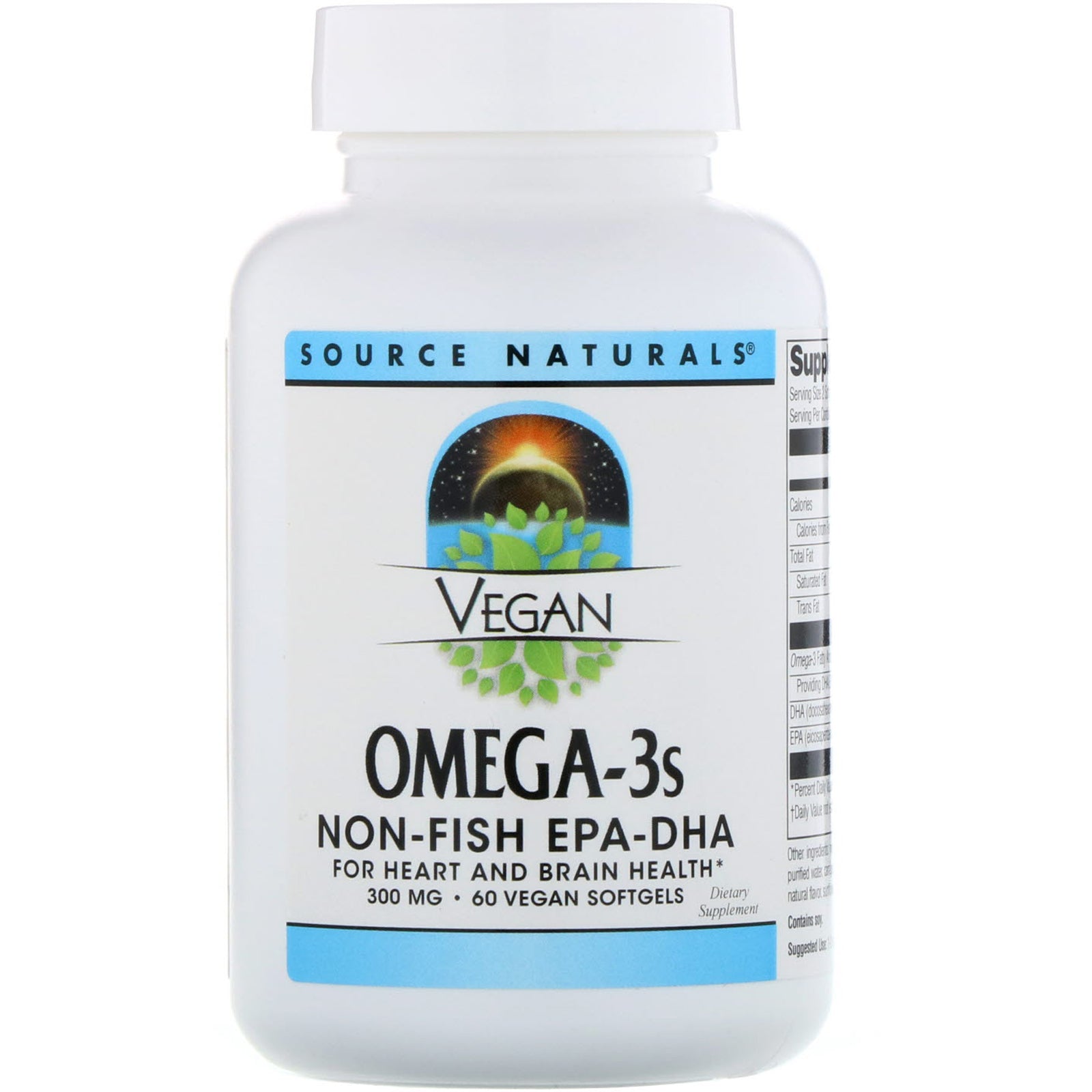 Source Naturals, Vegan Omega-3S, Non-Fish EPA-DHA, 300 mg, 60 Vegan Softgels