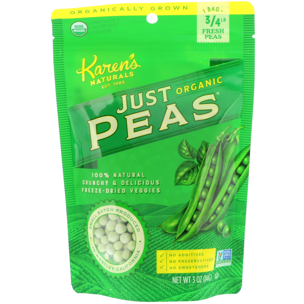 Karen's Naturals, Organic Just Peas, 3 oz (84 g)