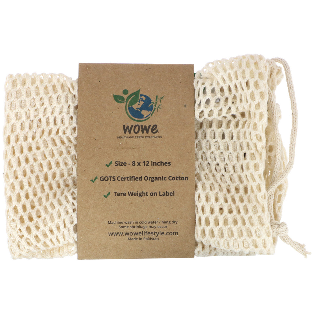 Wowe, Certified Organic Cotton Mesh Bag, 1 Bag, 8 in x 12 in