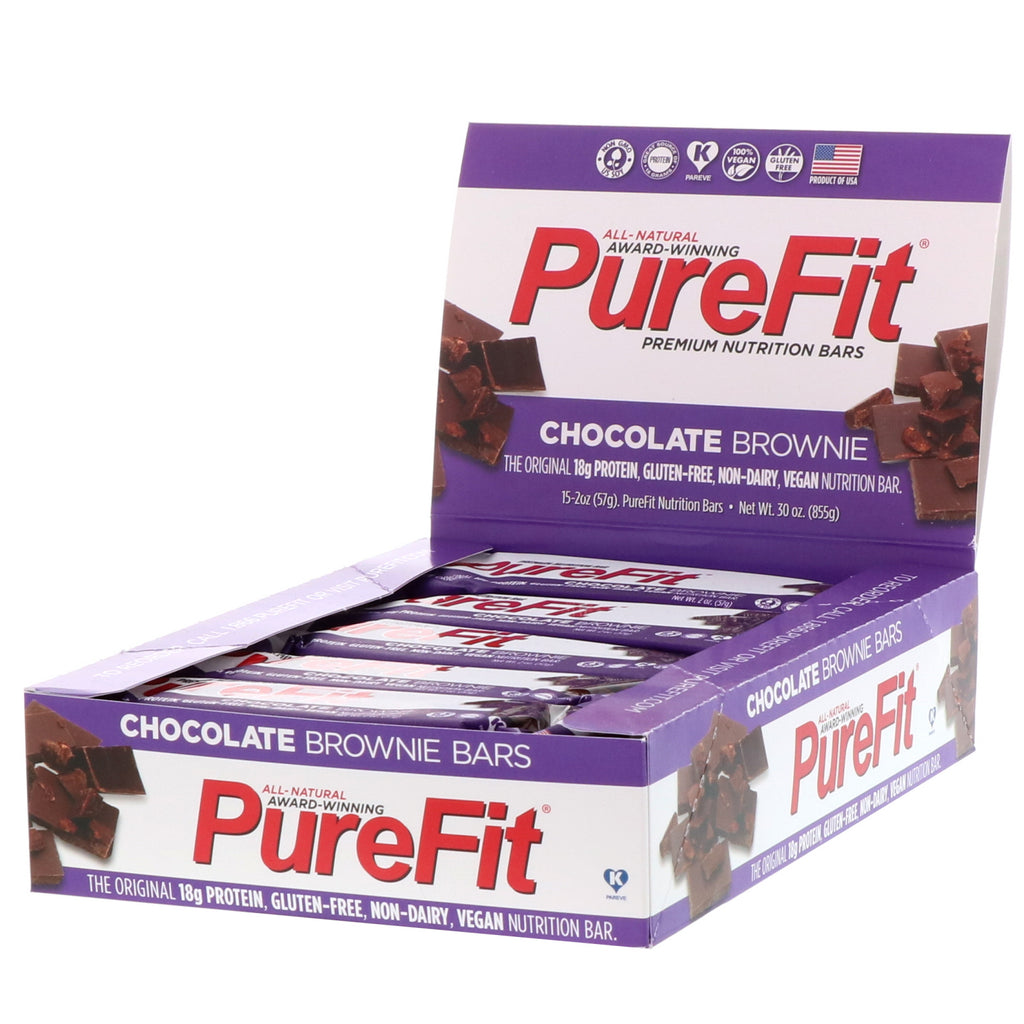 PureFit Bars, Premium Nutrition Bars, Chocolate Brownie, 15 Bars, 2 oz (57 g) Each