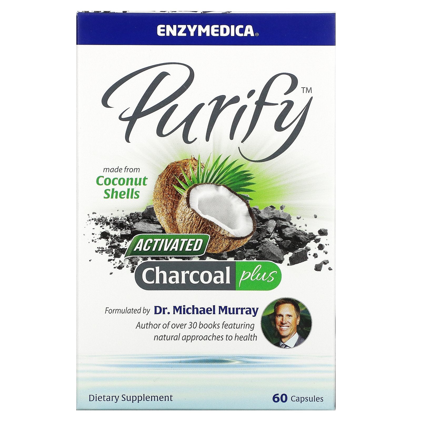 Enzymedica, Purify, Activated Charcoal Plus, 60 Capsules