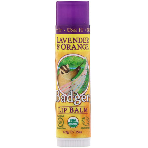 Badger Company, Lip Balm, Lavender & Orange, .15 oz (4.2 g)