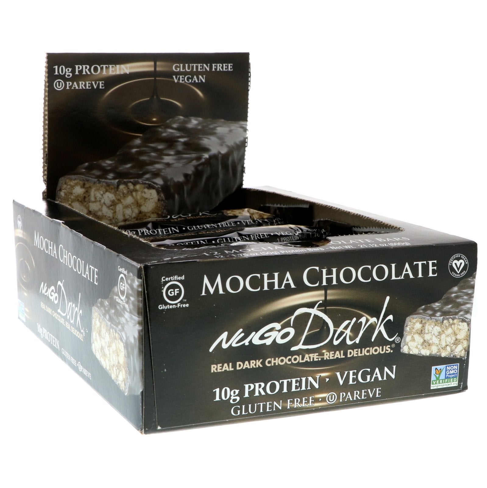 NuGo Nutrition, NuGo Dark, Protein Bars, Mocha Chocolate, 12 Bars, 1.76 oz (50 g) Each