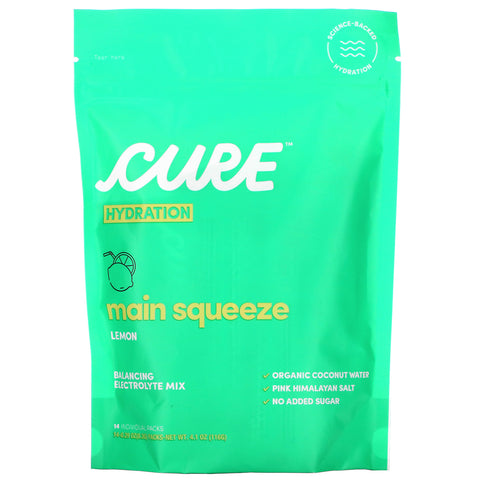Cure Hydration, Balancing Electrolyte Mix, Main Squeeze Lemon, 14 Individual Packs, 0.29 oz (8.3 g) Each