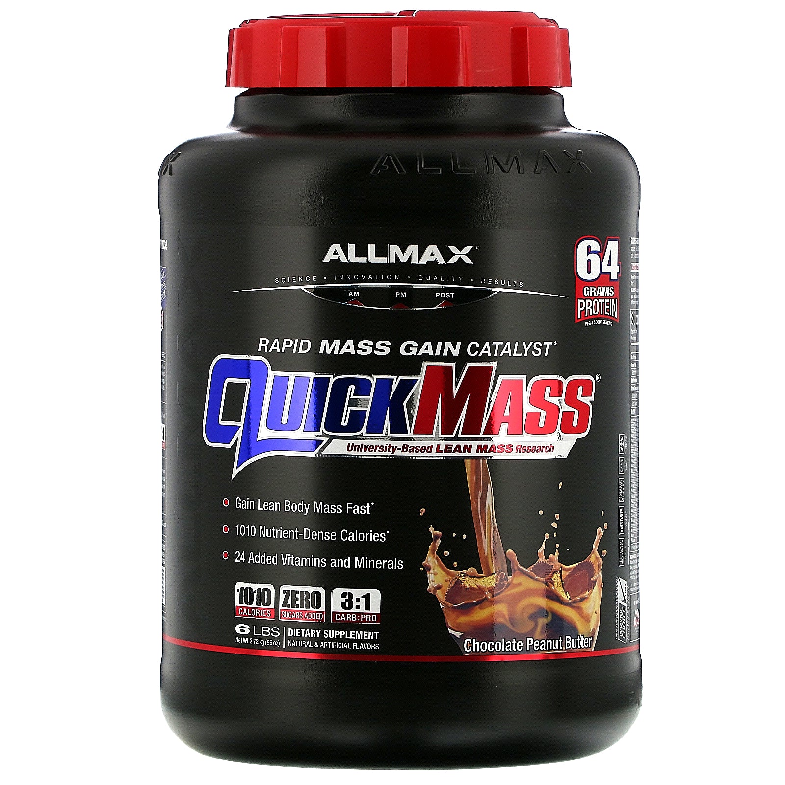 ALLMAX Nutrition, QuickMass, Rapid Mass Gain Catalyst, Chocolate Peanut Butter, 6 lbs (2.72 kg)