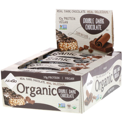 NuGo Nutrition, Organic Protein Bars, Double Dark Chocolate, 12 Bars, 1.76 oz (50 g) Each