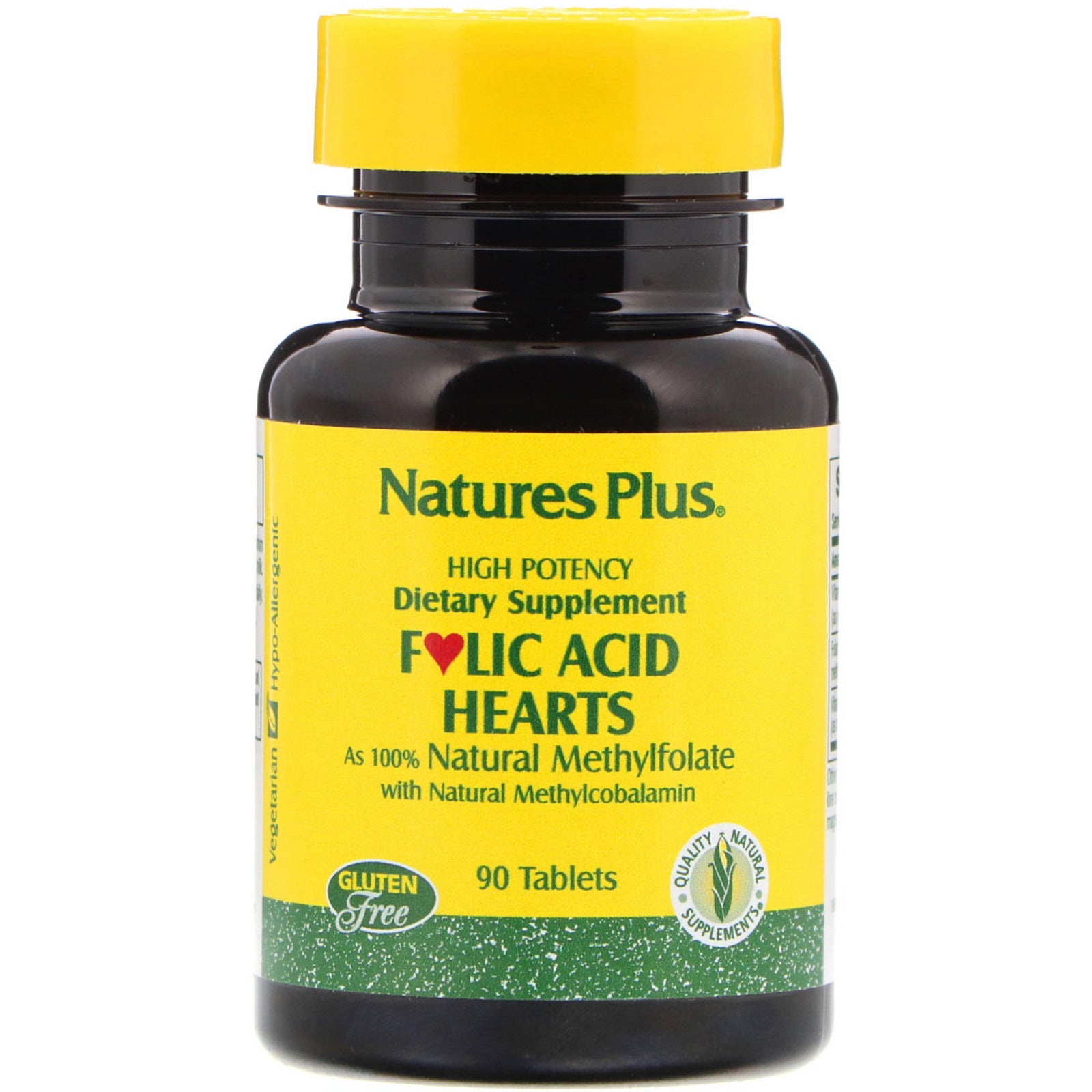 Nature's Plus, Folic Acid Hearts, 90 Tablets