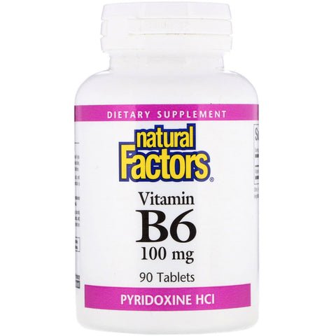 Natural Factors, Vitamin B6, Pyridoxine HCl, 100 mg, 90 Tablets