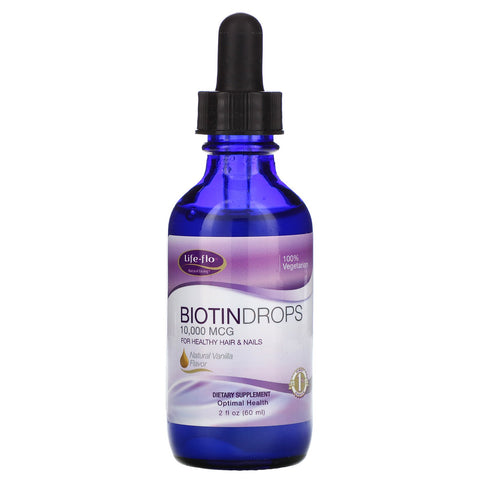 Life-flo, Biotin Drops, For Healthy Hair & Nails, Natural Vanilla Flavor, 10,000 mcg, 2 fl oz (60 ml)