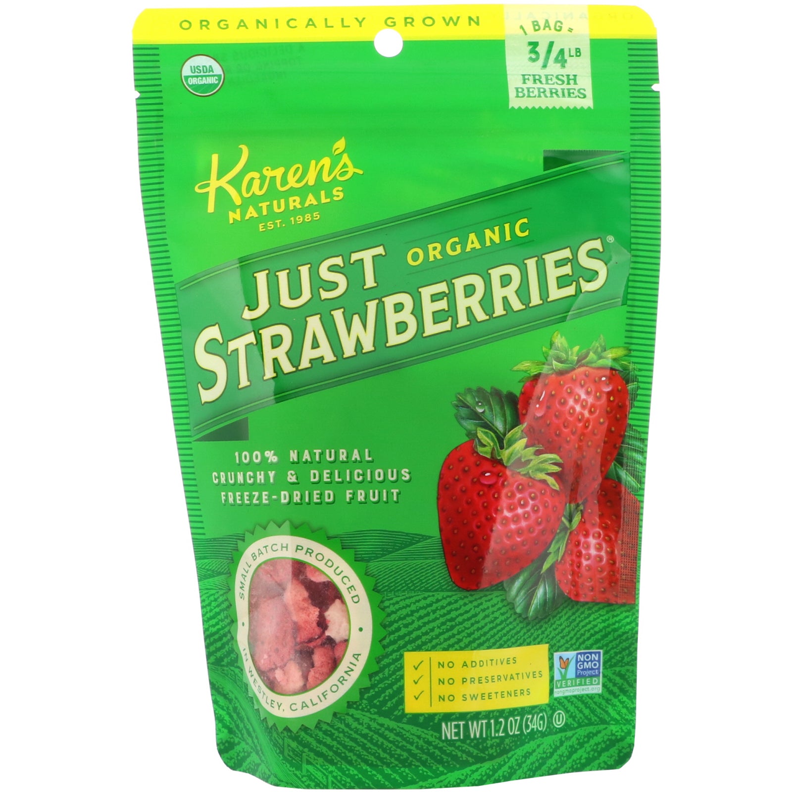 Karen's Naturals, Organic Just Strawberries, 1.2 oz (34 g)